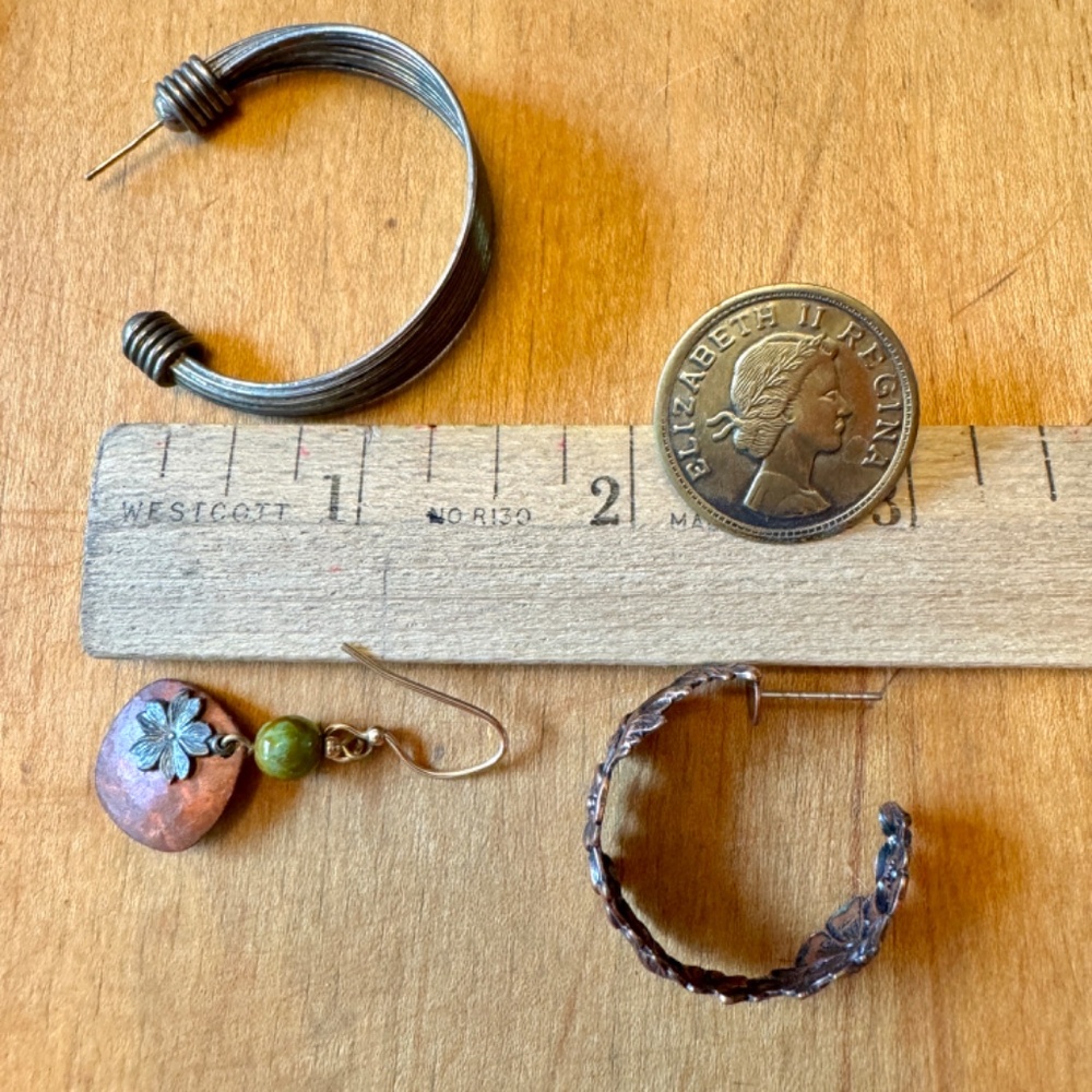 Four Pairs of Cool Earrings Set, wire, coin - Picture 9 of 9